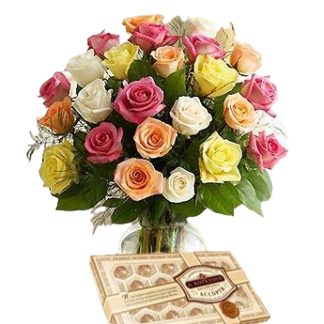 25 colorful roses with chokolates | Flower Delivery Saransk