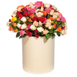 Mixed roses in a hatbox | Flower Delivery Saransk