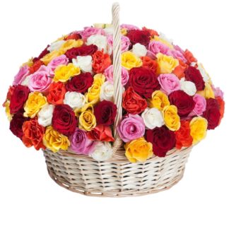 51 colorful roses in the basket | Flower Delivery Saransk